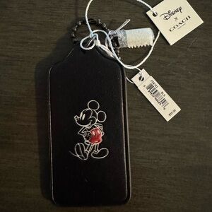 Disney x Coach Black Leather Luggage Tag